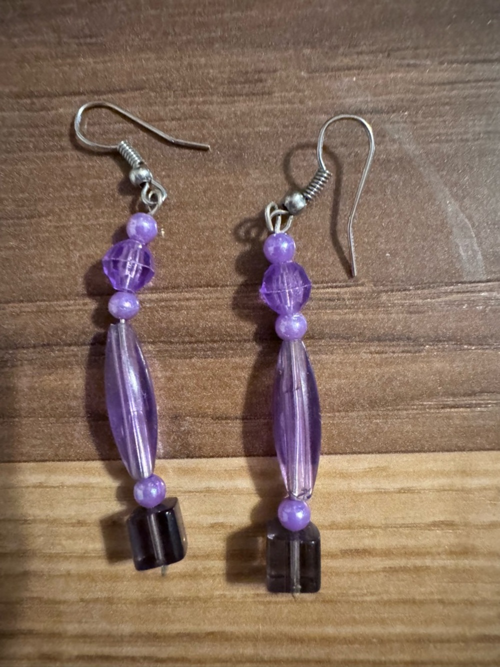 Purple Beaded Dangle Earrings - Women Jewelry